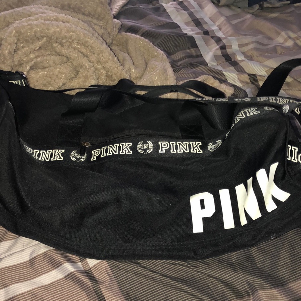 PINK USED Black Duffel Bag
